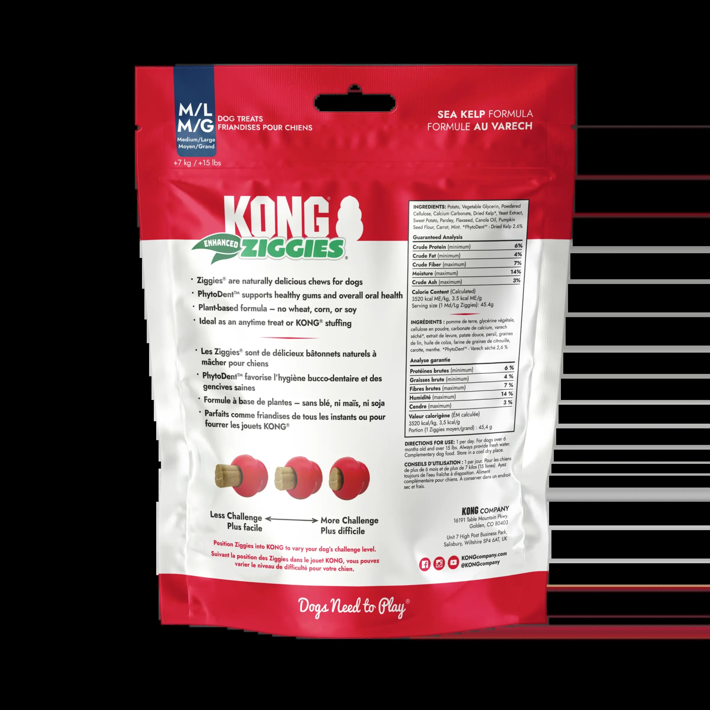 KONG Enhanced Ziggies Plant Based Dog Chew Treat, 5 Count, Large/Medium Dogs