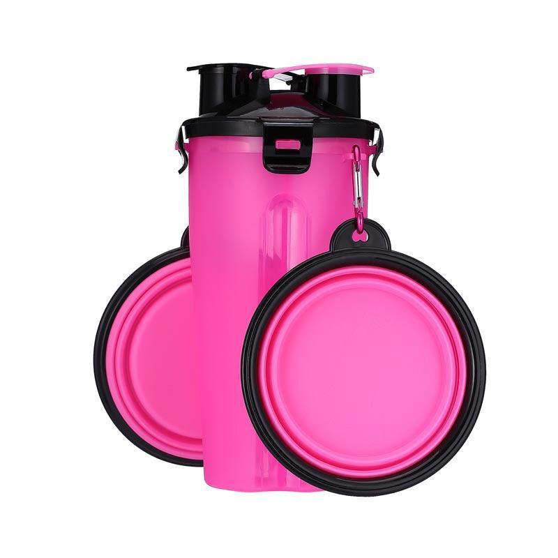 2 in 1 Pet Water Bottle Dispenser Portable Dog Cat Travel Bowl