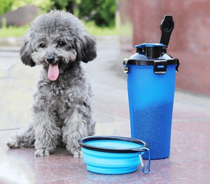 2 in 1 Pet Water Bottle Dispenser Portable Dog Cat Travel Bowl