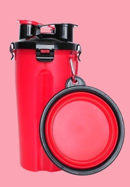 2 in 1 Pet Water Bottle Dispenser Portable Dog Cat Travel Bowl