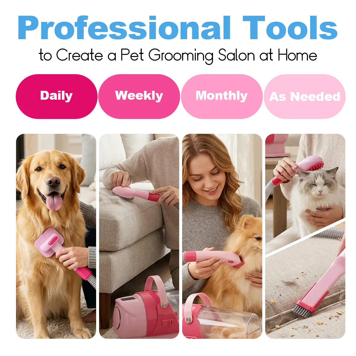 Anlecity 6-In-1 Pet Grooming Vacuum Kit for Dogs Cats, 3L Large Cup, 3 Suction Modes, Low Noise Dog Hair Vacuum Trimmer with 3-15Mm Guide Combs, 99% Hair Captured All-In-One Home Pet Groomer Remover #Petgrooming #Tiktokmademebuyit