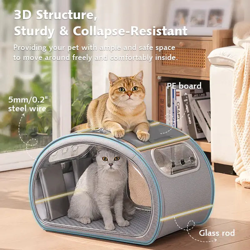 Pecute Pet Cooling House, Portable Bubble View Pod with Detachable Cooling Blanket, Full-View Window, Insulated Wall, No-Assembly Design for Small Dogs/Cats, Travel & Indoor Use