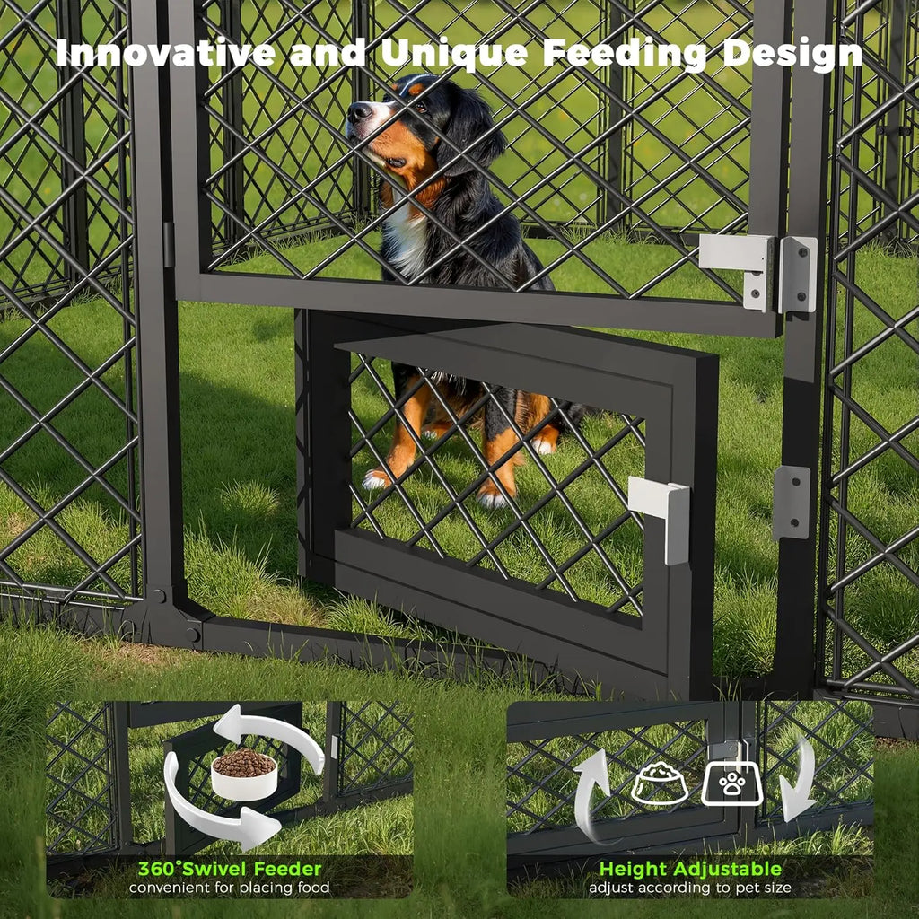 [Summervibes]Maison BACKYARDS Large Size Walk-In Wire Mesh Outdoor Dog Kennel, Anti-Rust Steel Enclosure with Secure Double Locks, Uv-Resistant Waterproof Roof Cover, Weatherproofing for Large Dogs (2-3 Packages Delivery) Tiktokshopspringglowup,Summervibe