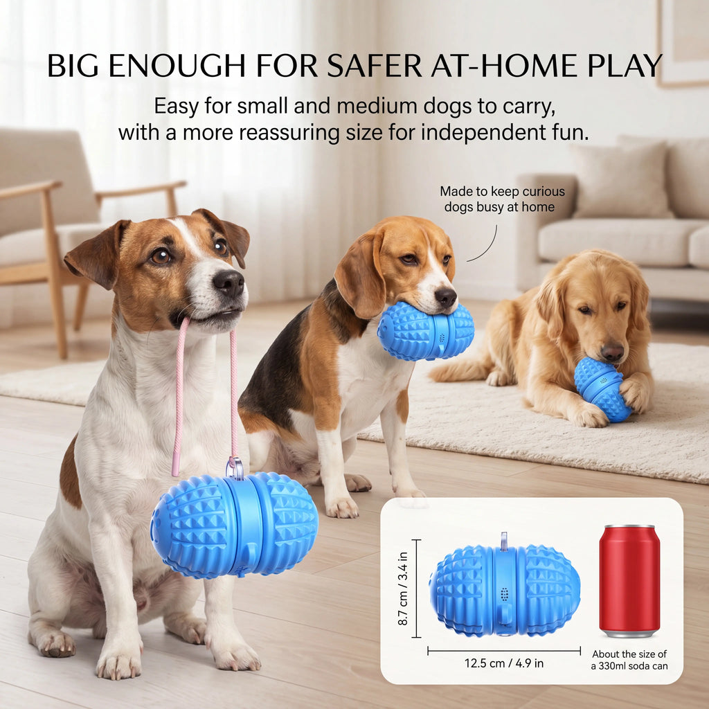 Smart Dog Toy Interactive Automatic Moving Ball Dual Motor Rolling Voice Recording Motion Activated Water Resistant Rechargeable Pet Toy with Rope for Small Medium Dogs Indoor Active Play Boredom Busting