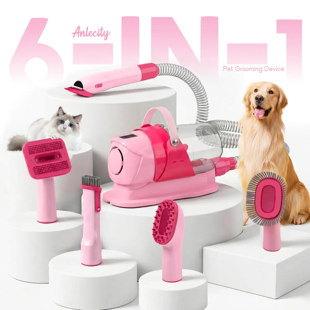 Anlecity 6-In-1 Pet Grooming Vacuum Kit for Dogs Cats, 3L Large Cup, 3 Suction Modes, Low Noise Dog Hair Vacuum Trimmer with 3-15Mm Guide Combs, 99% Hair Captured All-In-One Home Pet Groomer Remover #Petgrooming #Tiktokmademebuyit