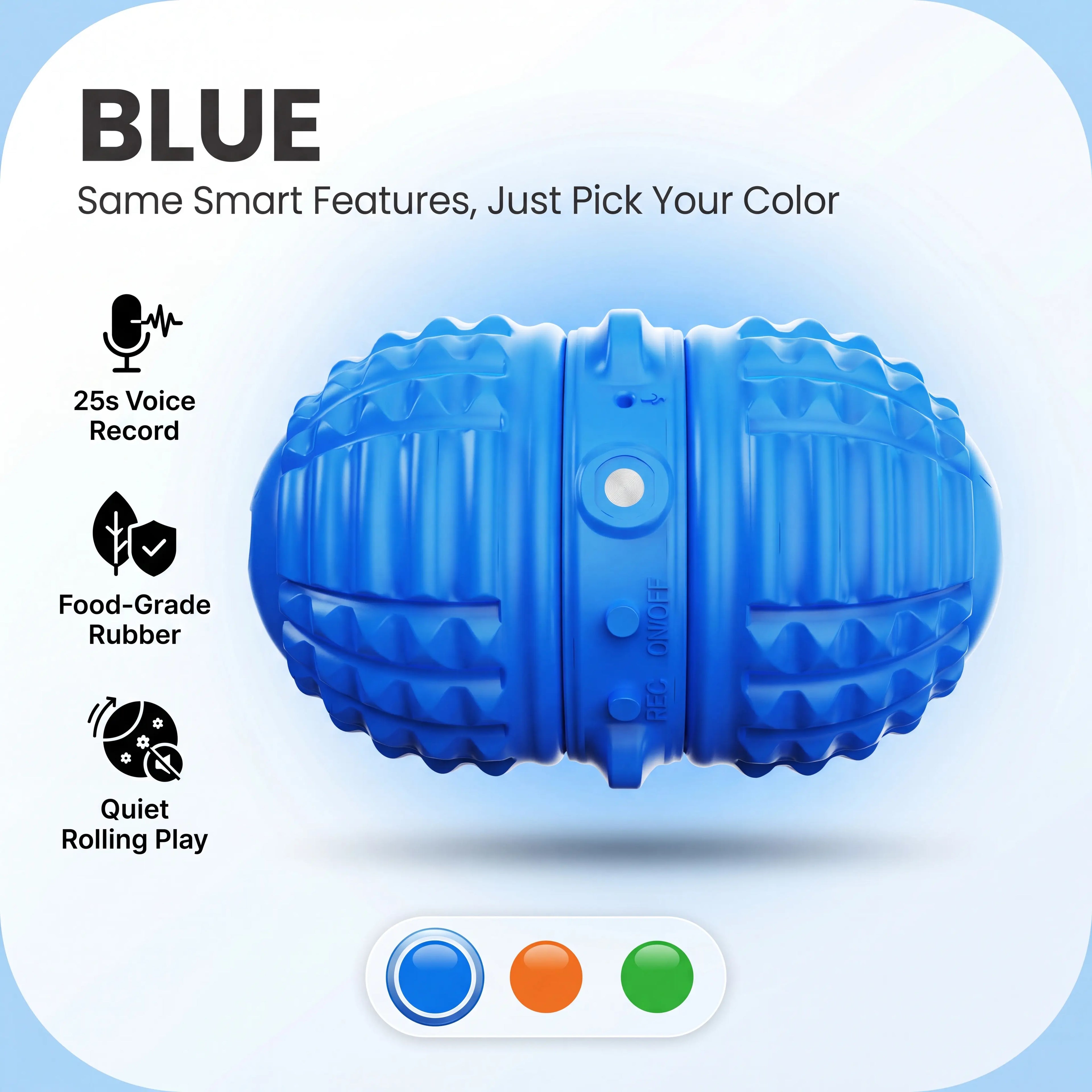 Smart Dog Toy Interactive Automatic Moving Ball Dual Motor Rolling Voice Recording Motion Activated Water Resistant Rechargeable Pet Toy with Rope for Small Medium Dogs Indoor Active Play Boredom Busting