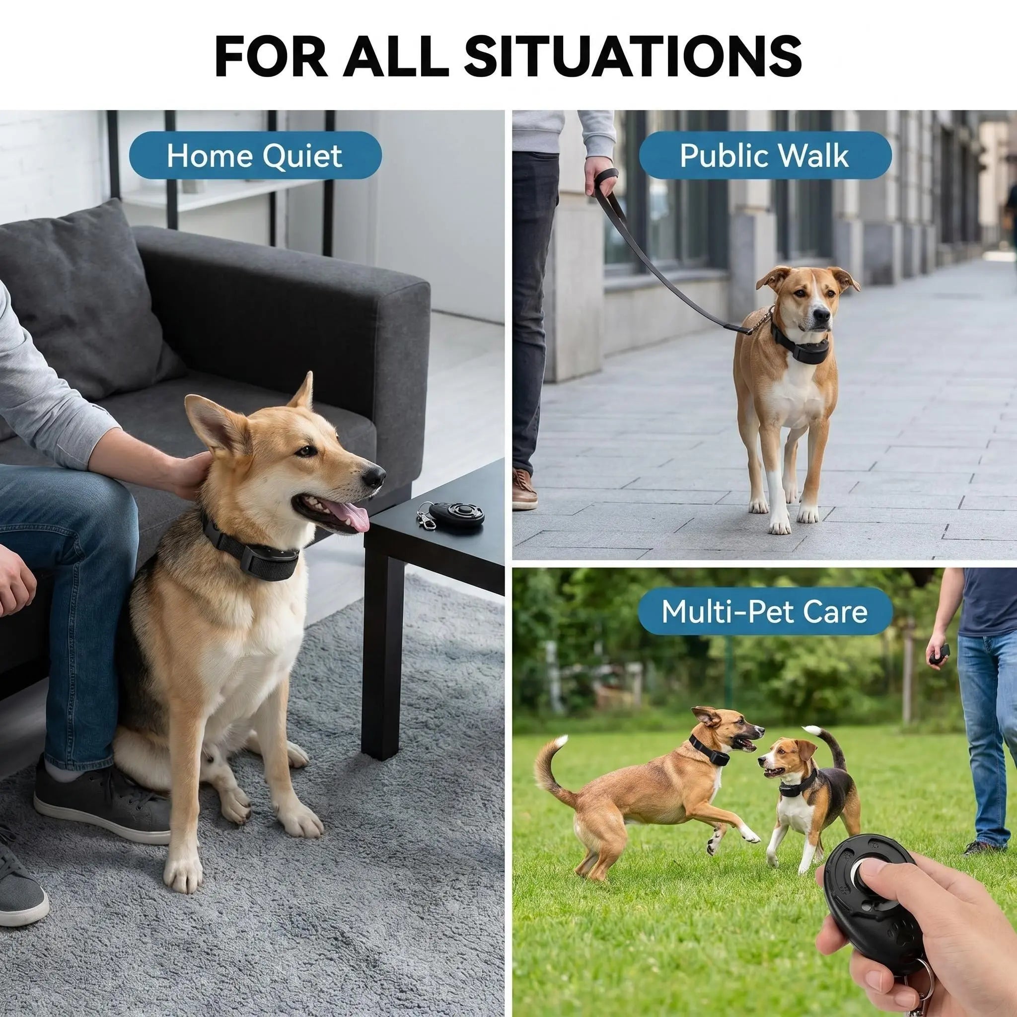 2 in 1 Dog Bark Collar Training Set, Gentle Remote Control No Barking Solution for Home Neighborhood Walks Public Park Pet Management