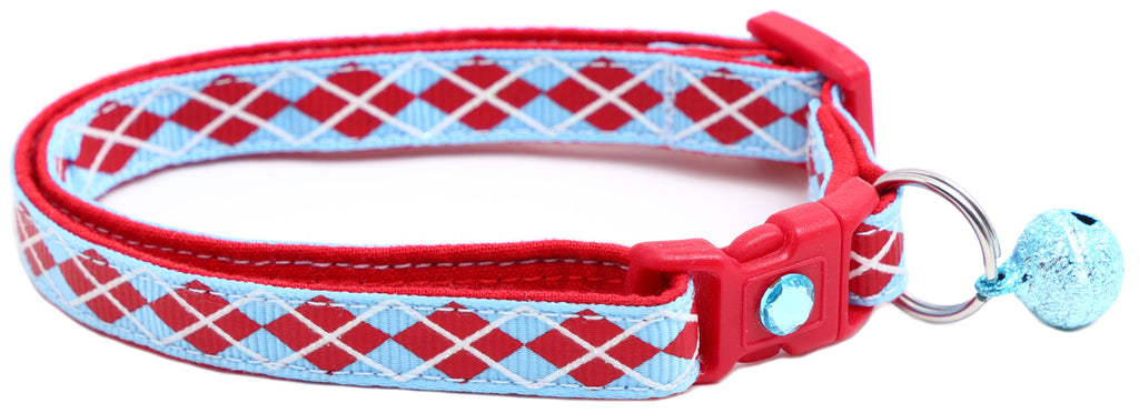 Red Argyle Breakaway Cat Collar-11