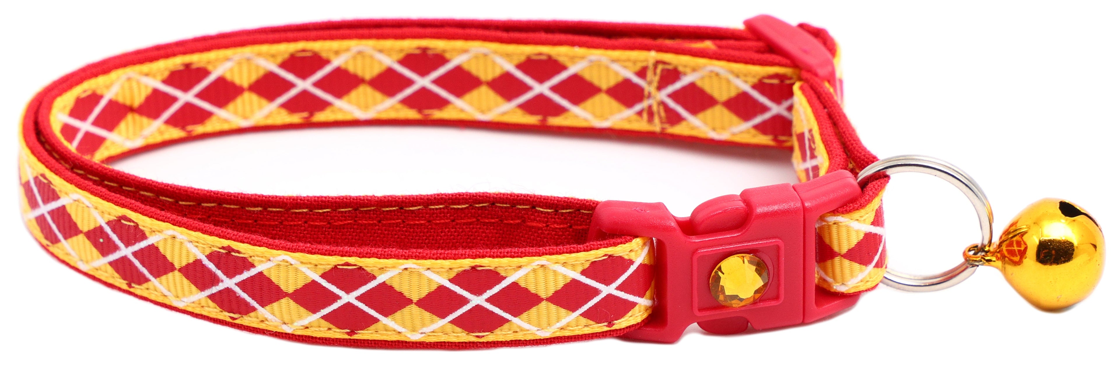 Red Argyle Breakaway Cat Collar-12