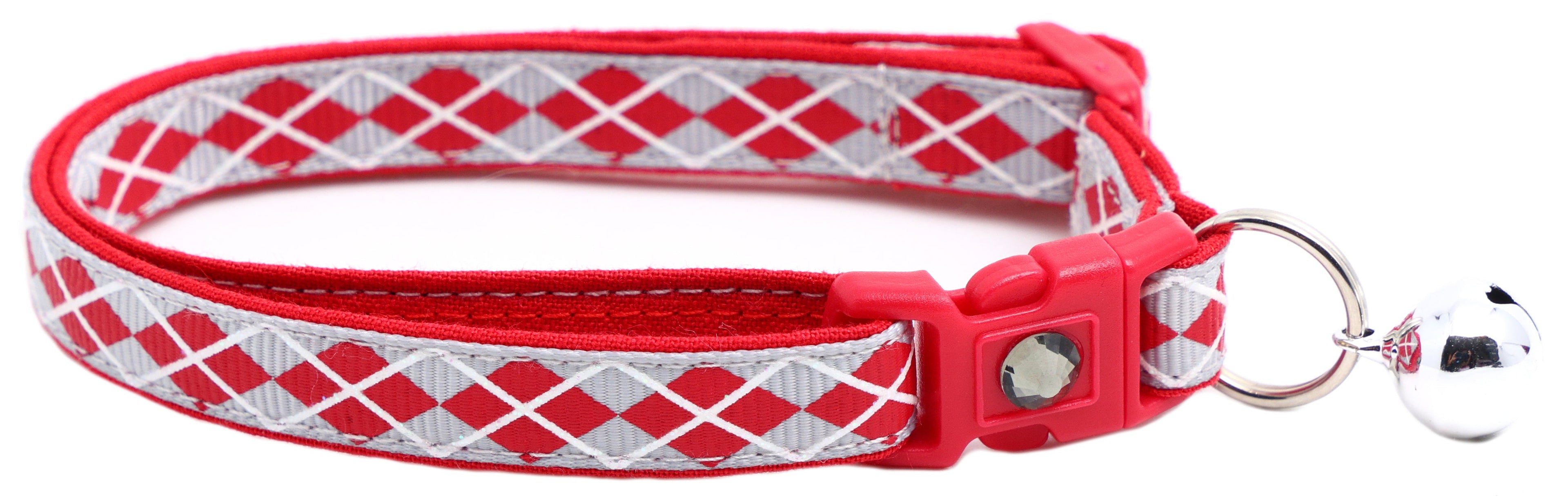 Red Argyle Breakaway Cat Collar-13