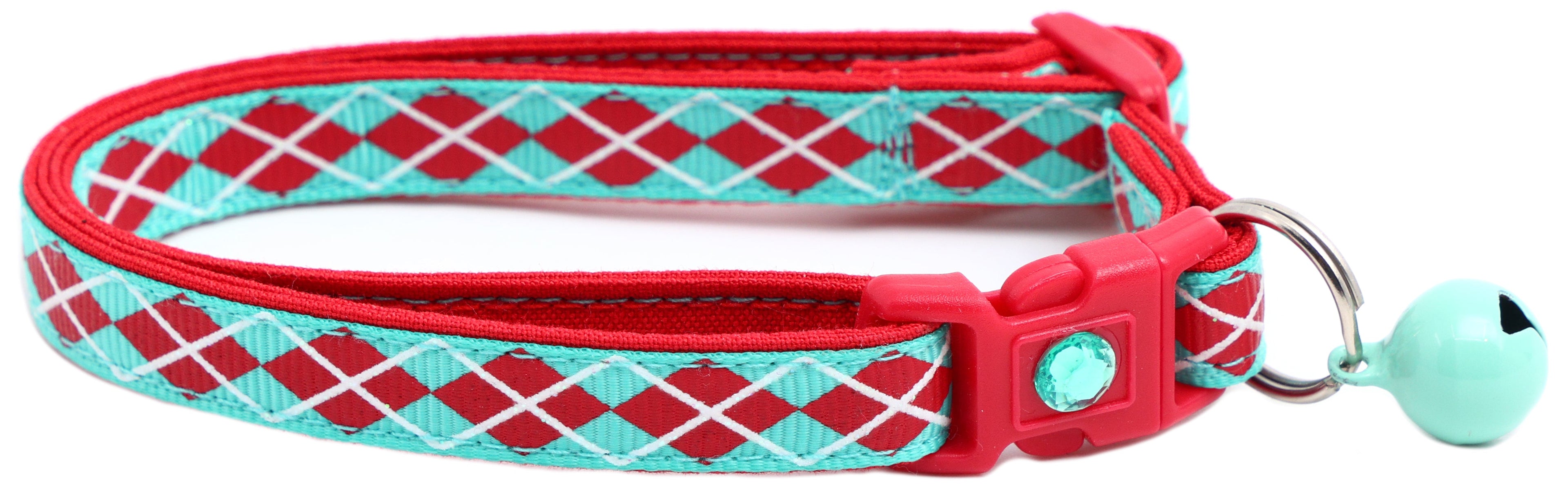 Red Argyle Breakaway Cat Collar-1