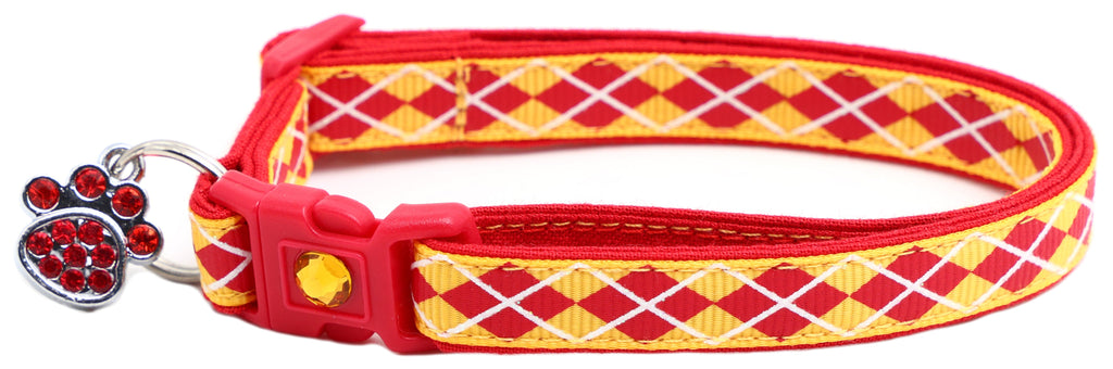 Red Argyle Breakaway Cat Collar-21