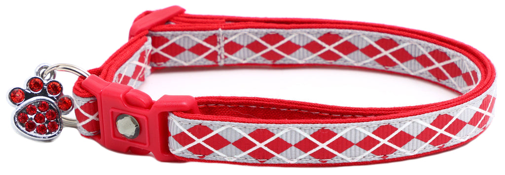 Red Argyle Breakaway Cat Collar-22