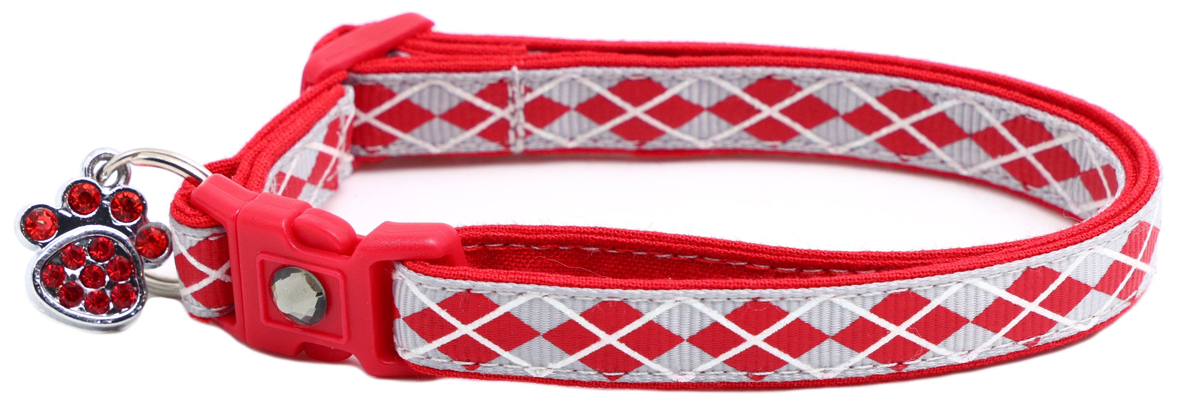 Red Argyle Breakaway Cat Collar-22