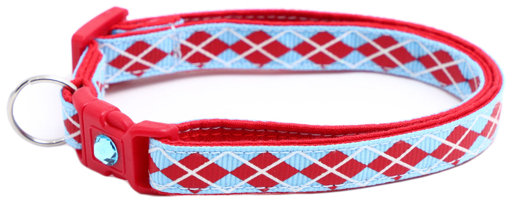 Red Argyle Breakaway Cat Collar-38