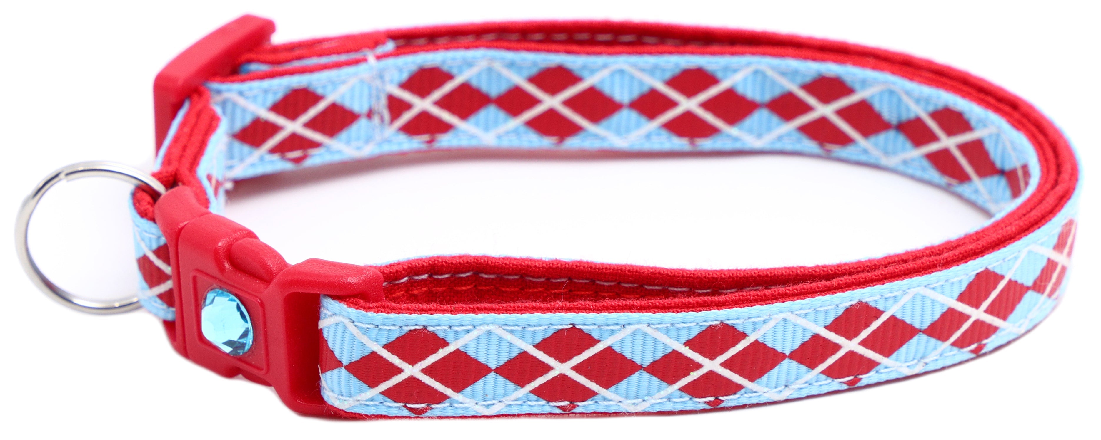 Red Argyle Breakaway Cat Collar-38