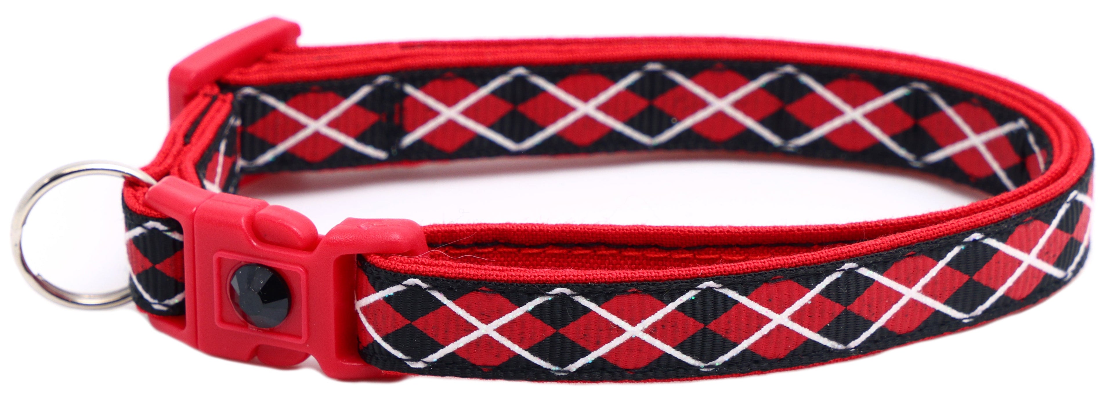 Red Argyle Breakaway Cat Collar-37