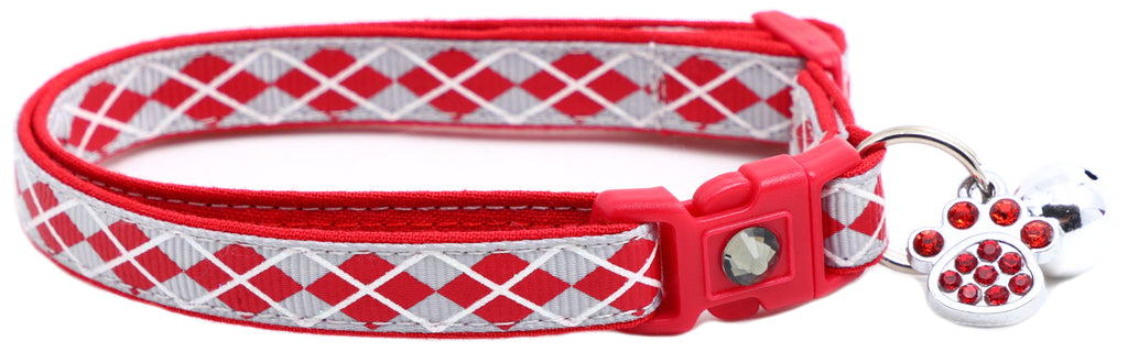 Red Argyle Breakaway Cat Collar-31