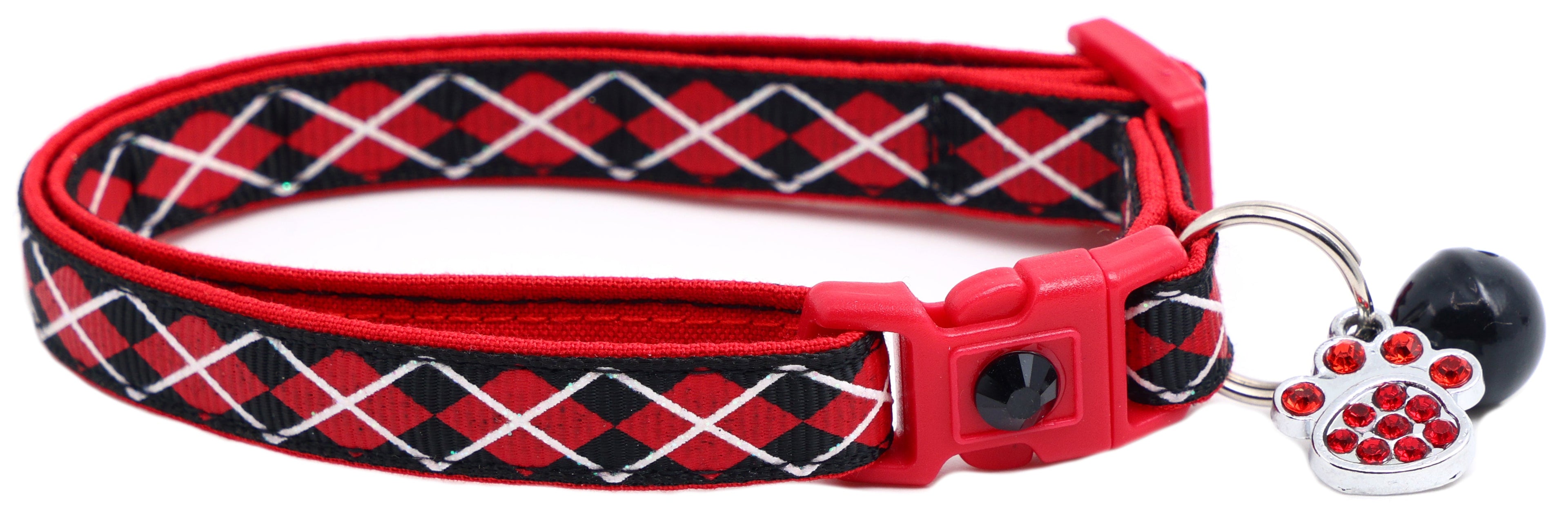 Red Argyle Breakaway Cat Collar-28
