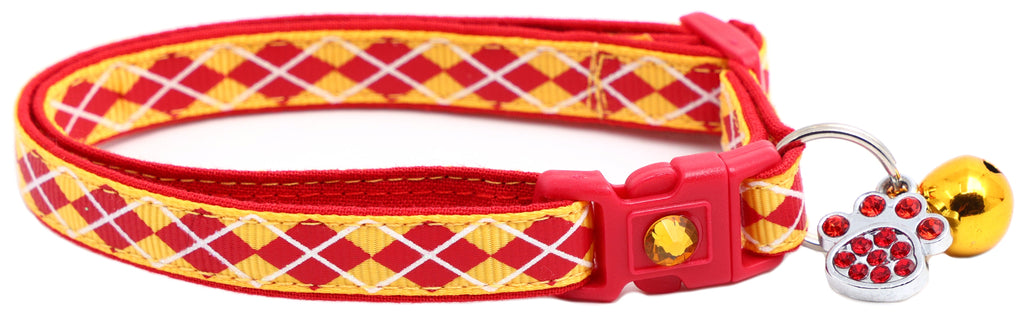 Red Argyle Breakaway Cat Collar-30