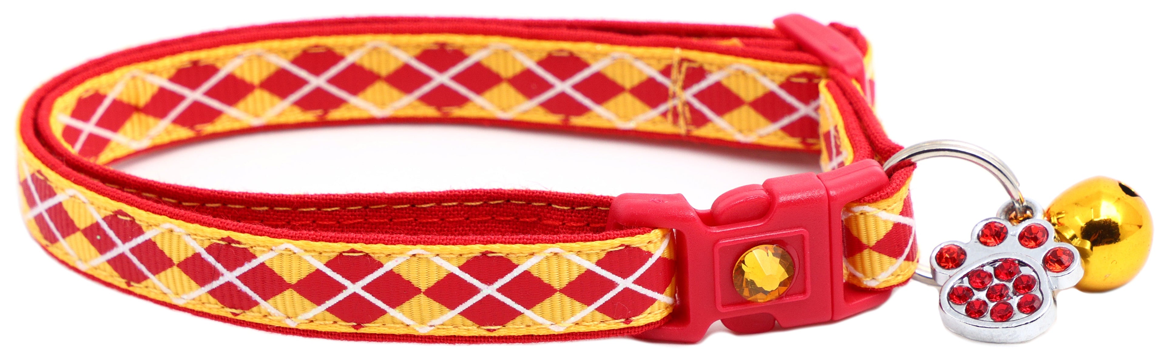 Red Argyle Breakaway Cat Collar-30