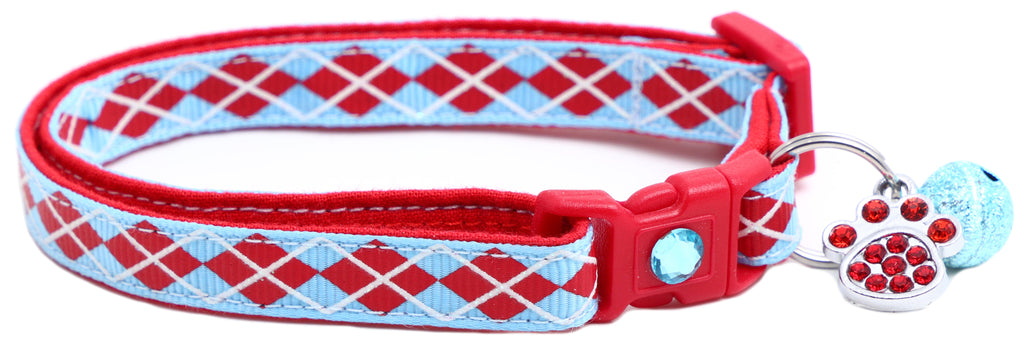 Red Argyle Breakaway Cat Collar-29