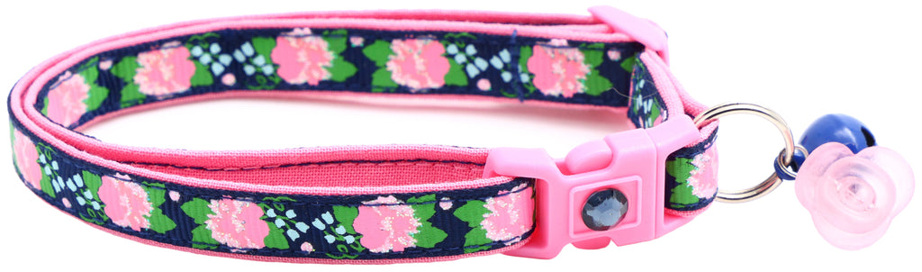 Pink Carnations on Navy Cat Collar-4