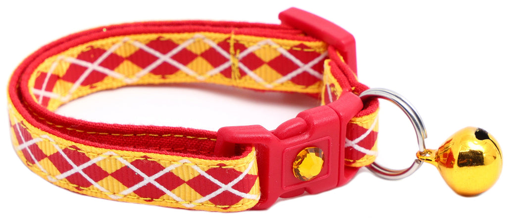 Red Argyle Breakaway Cat Collar-8