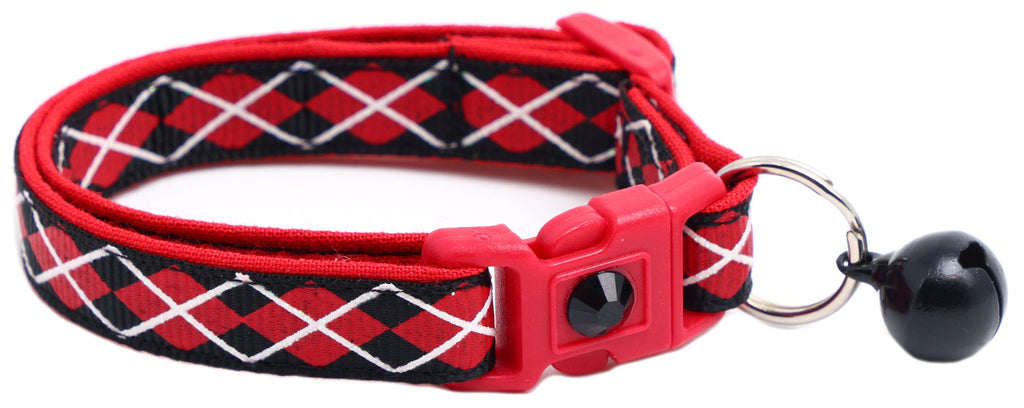 Red Argyle Breakaway Cat Collar-5