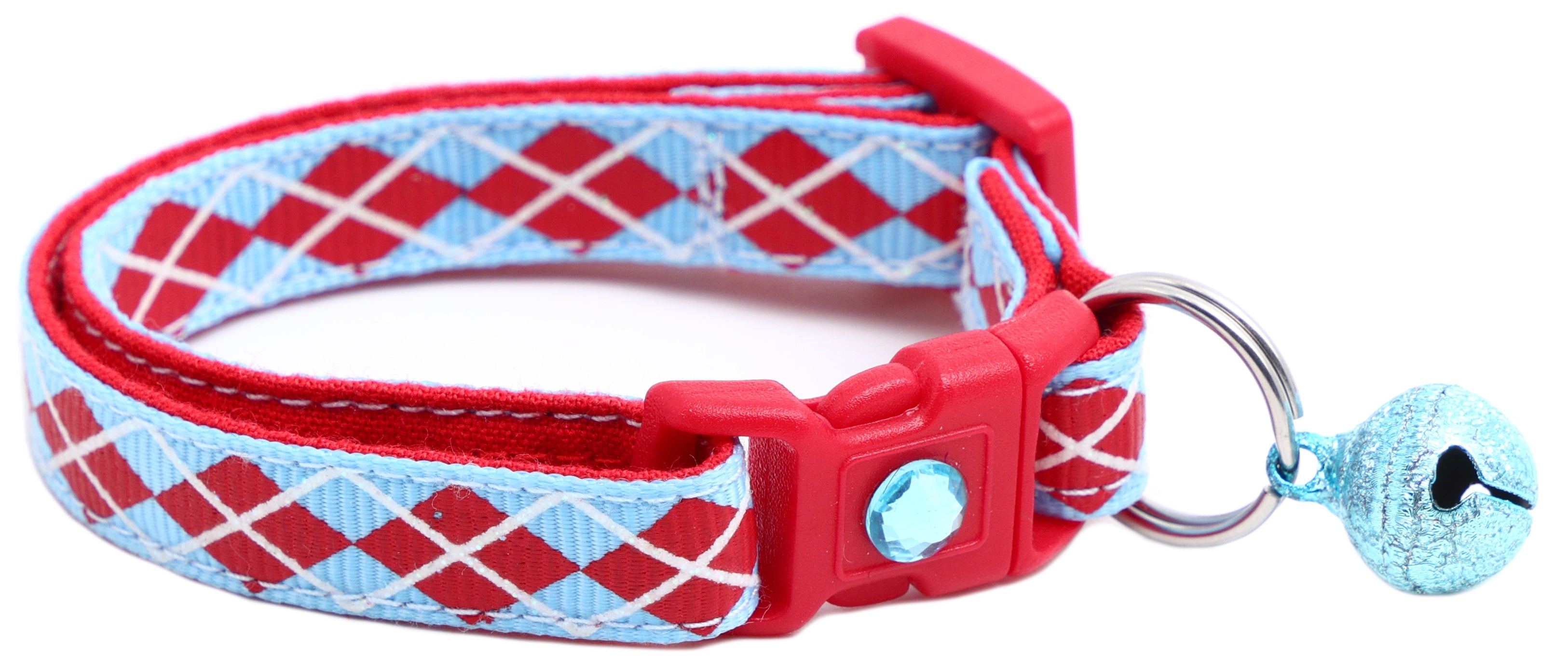 Red Argyle Breakaway Cat Collar-6