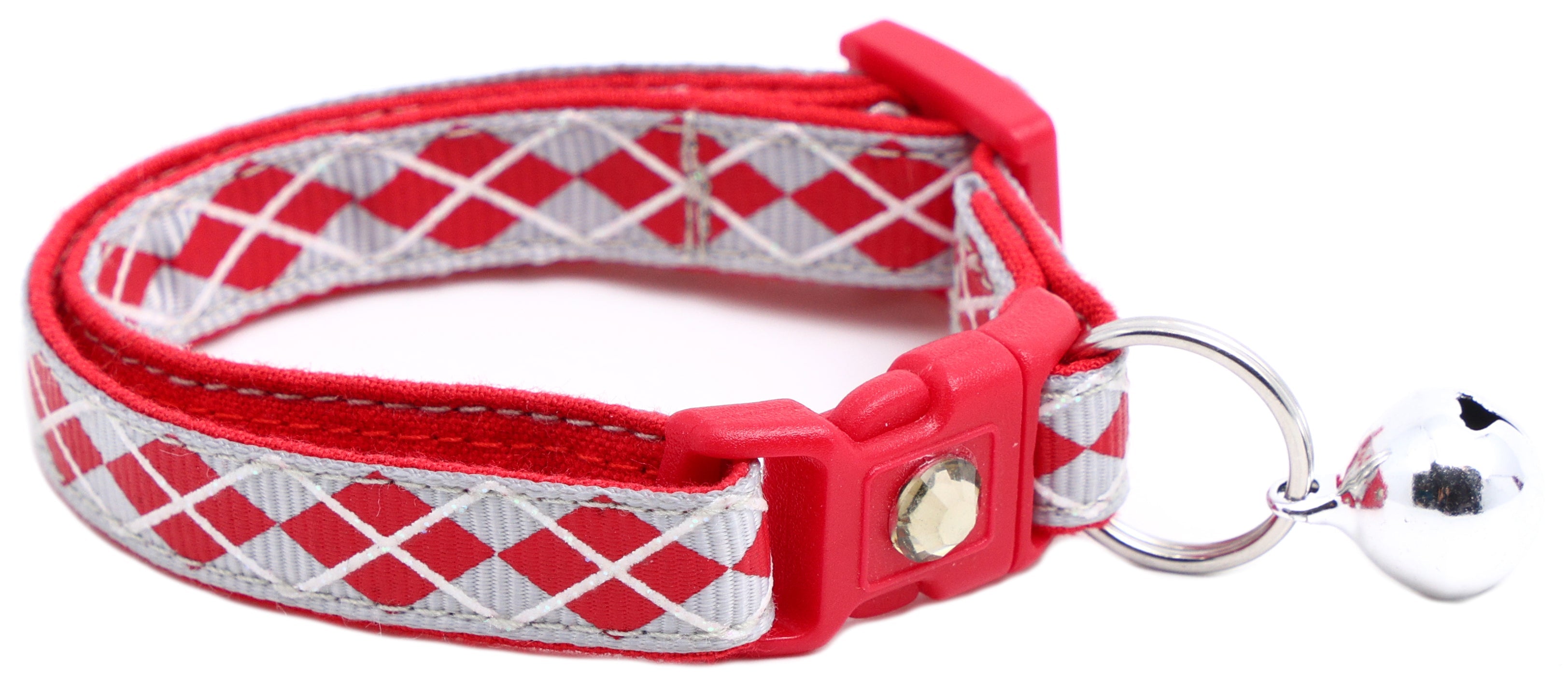 Red Argyle Breakaway Cat Collar-9