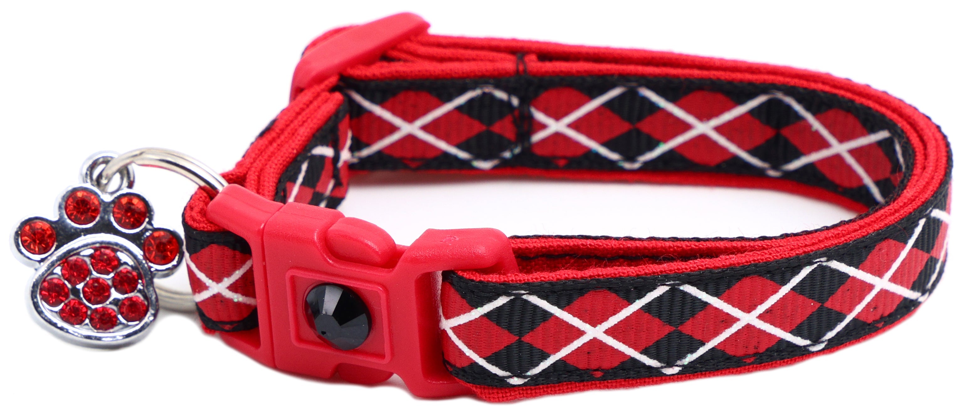 Red Argyle Breakaway Cat Collar-14