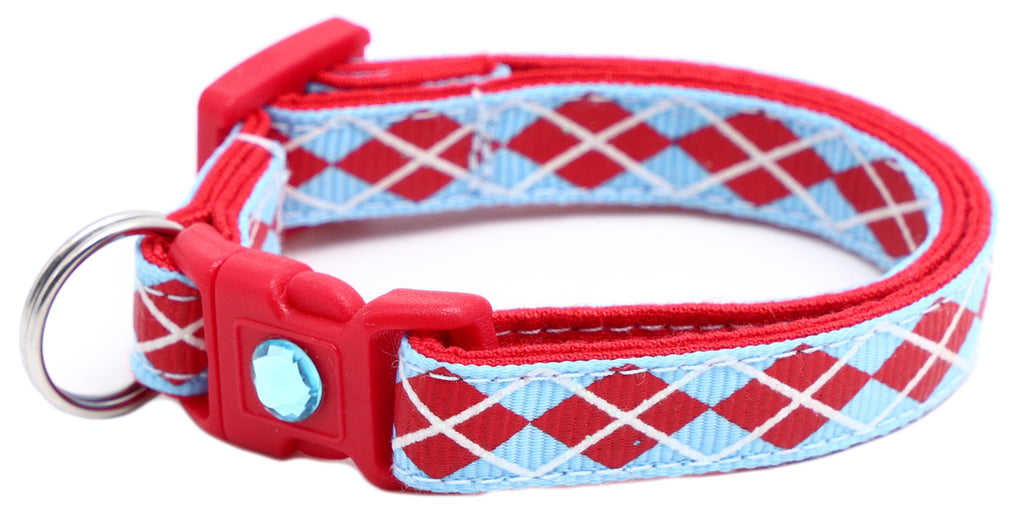 Red Argyle Breakaway Cat Collar-33