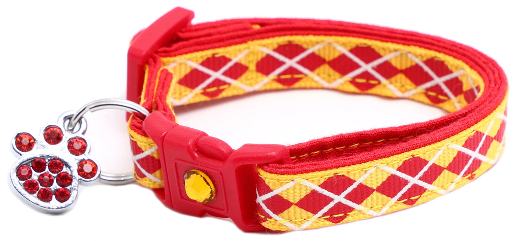 Red Argyle Breakaway Cat Collar-17
