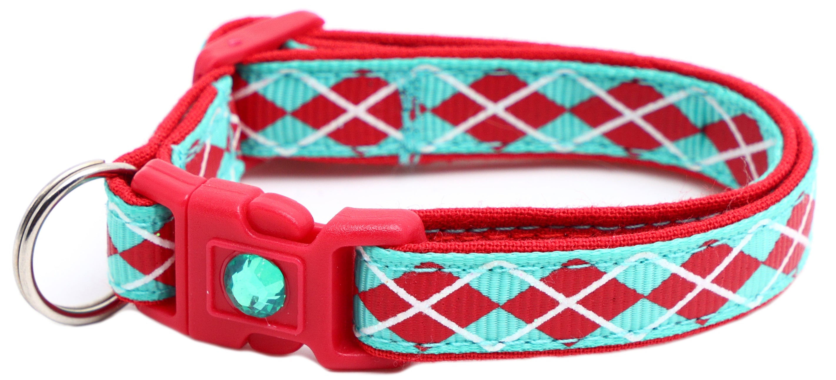 Red Argyle Breakaway Cat Collar-34