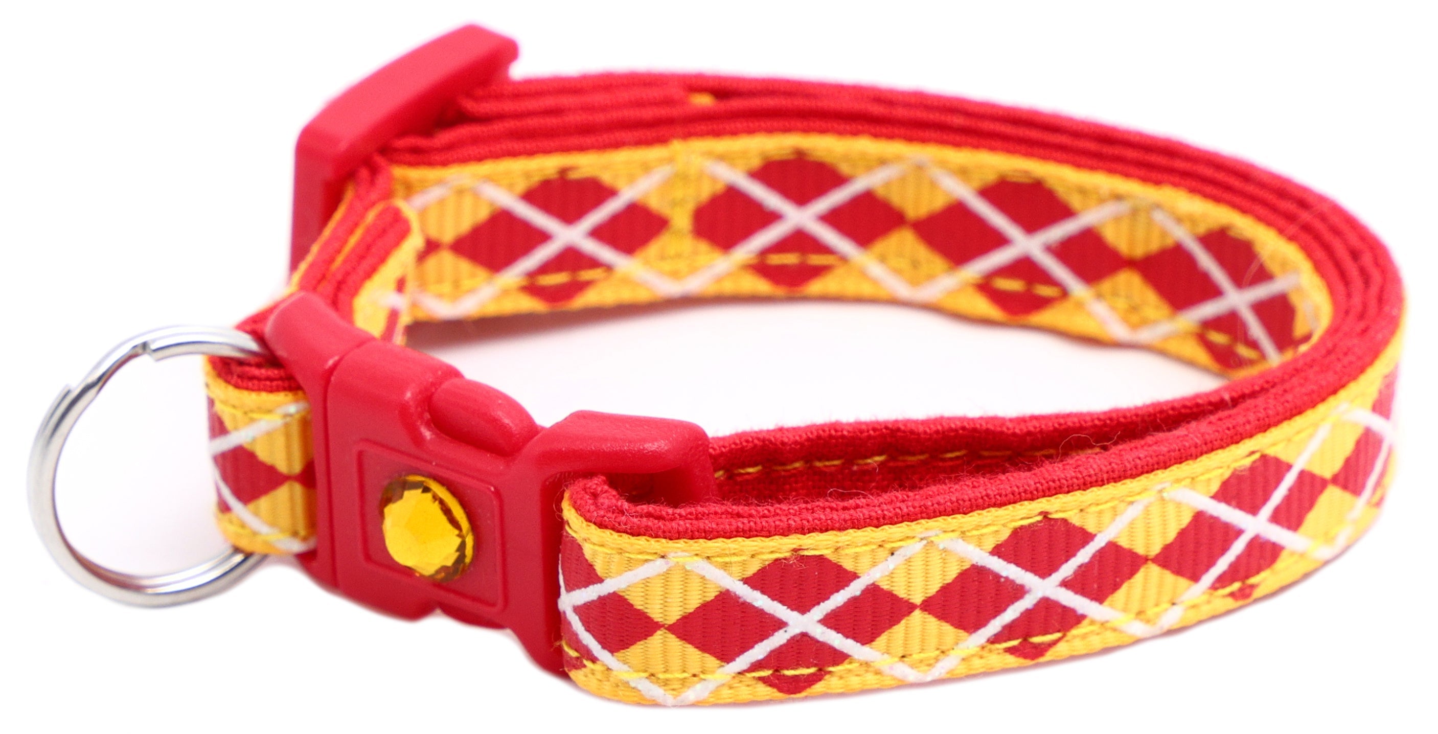 Red Argyle Breakaway Cat Collar-35