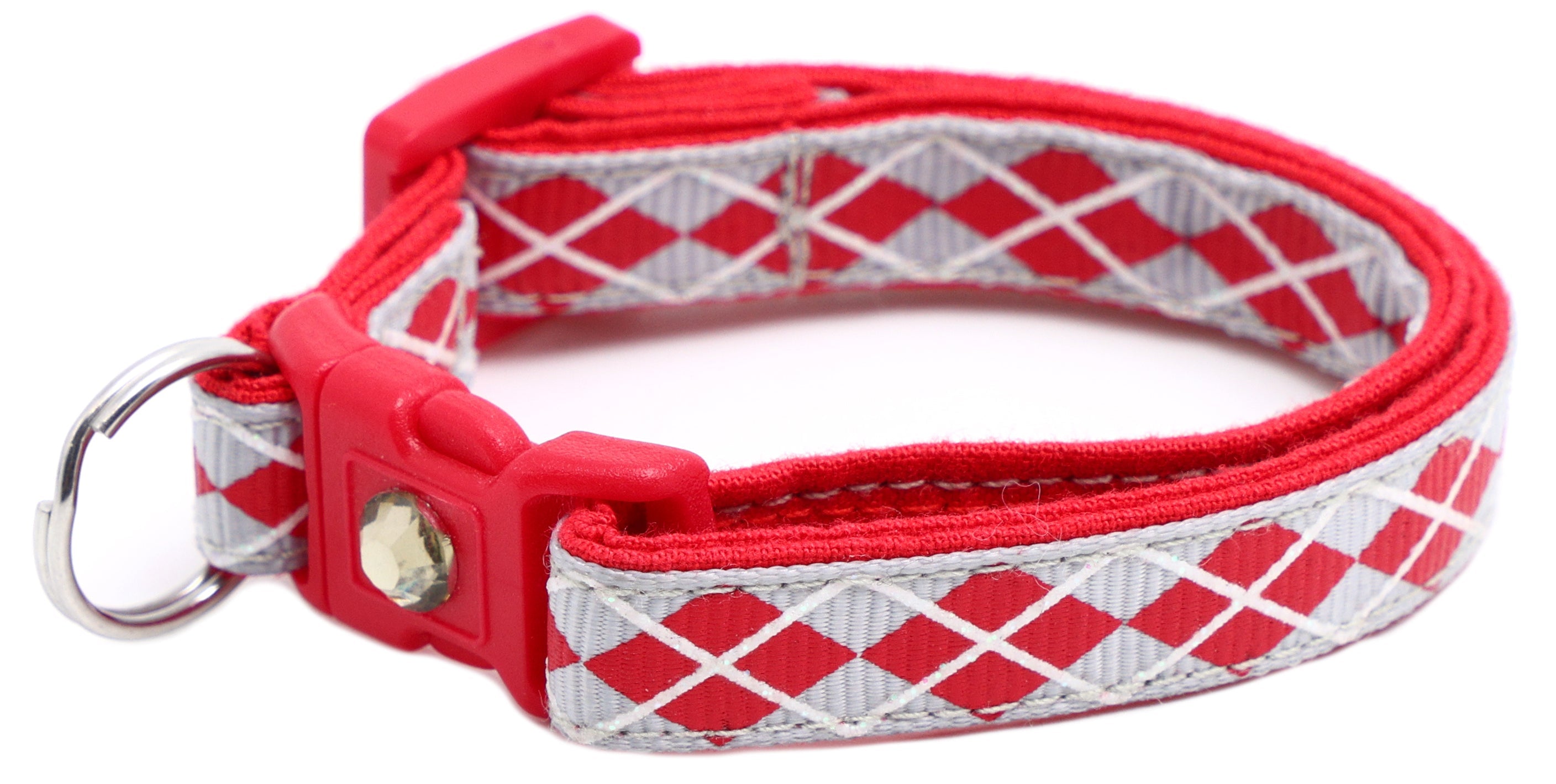 Red Argyle Breakaway Cat Collar-36