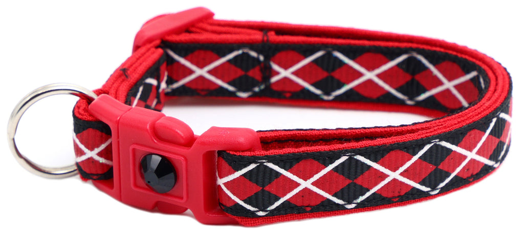 Red Argyle Breakaway Cat Collar-32