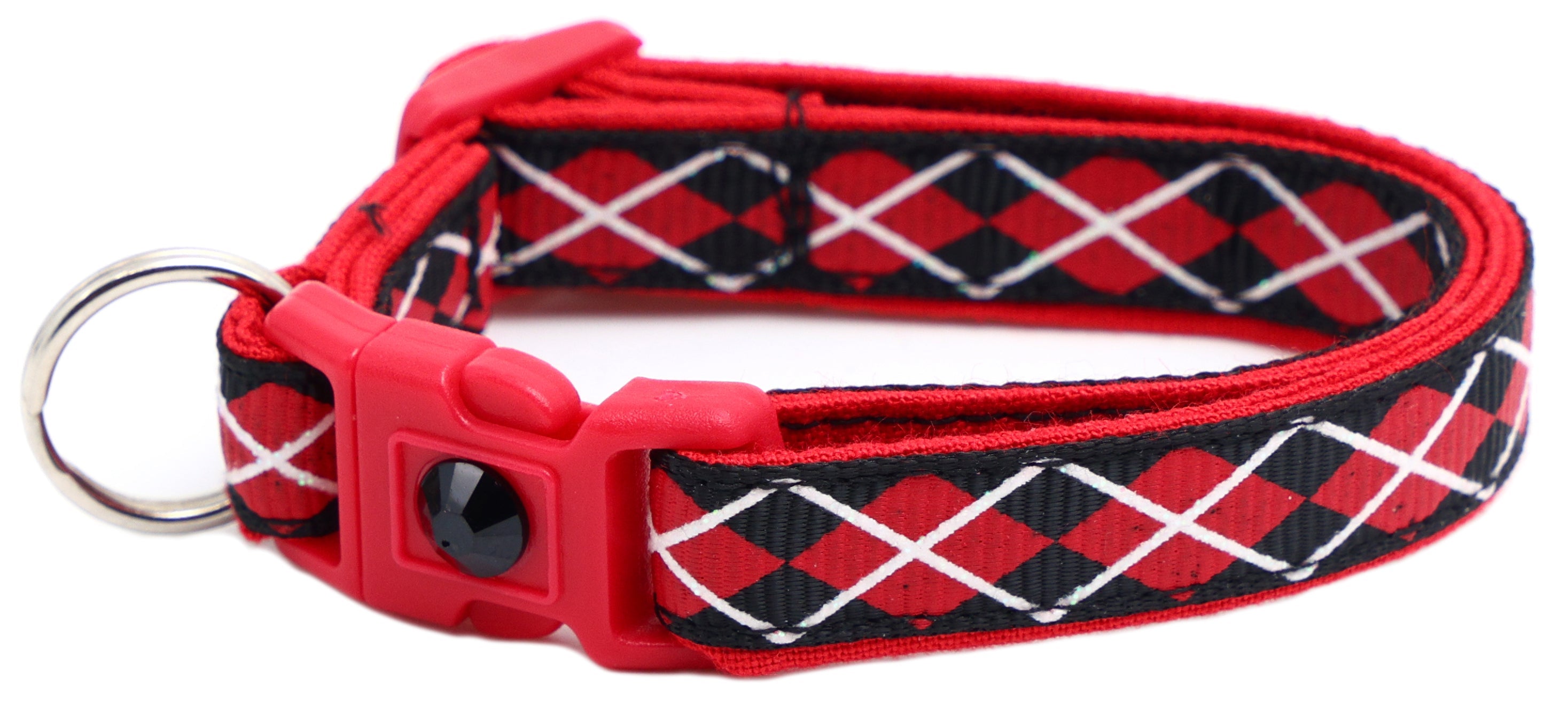 Red Argyle Breakaway Cat Collar-32