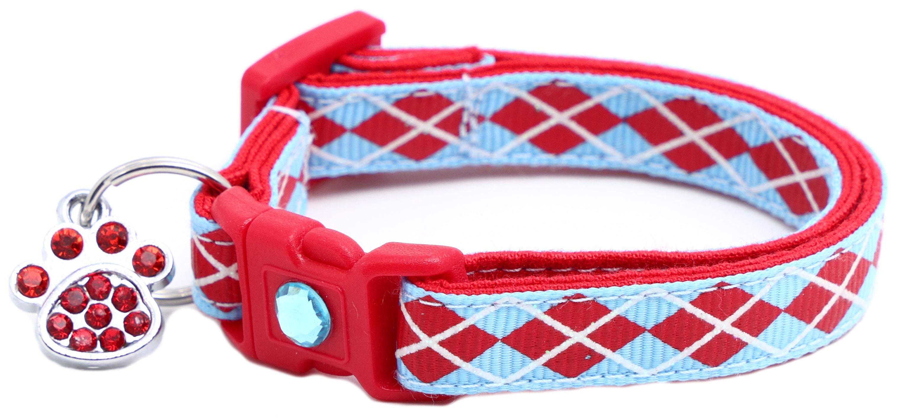 Red Argyle Breakaway Cat Collar-15