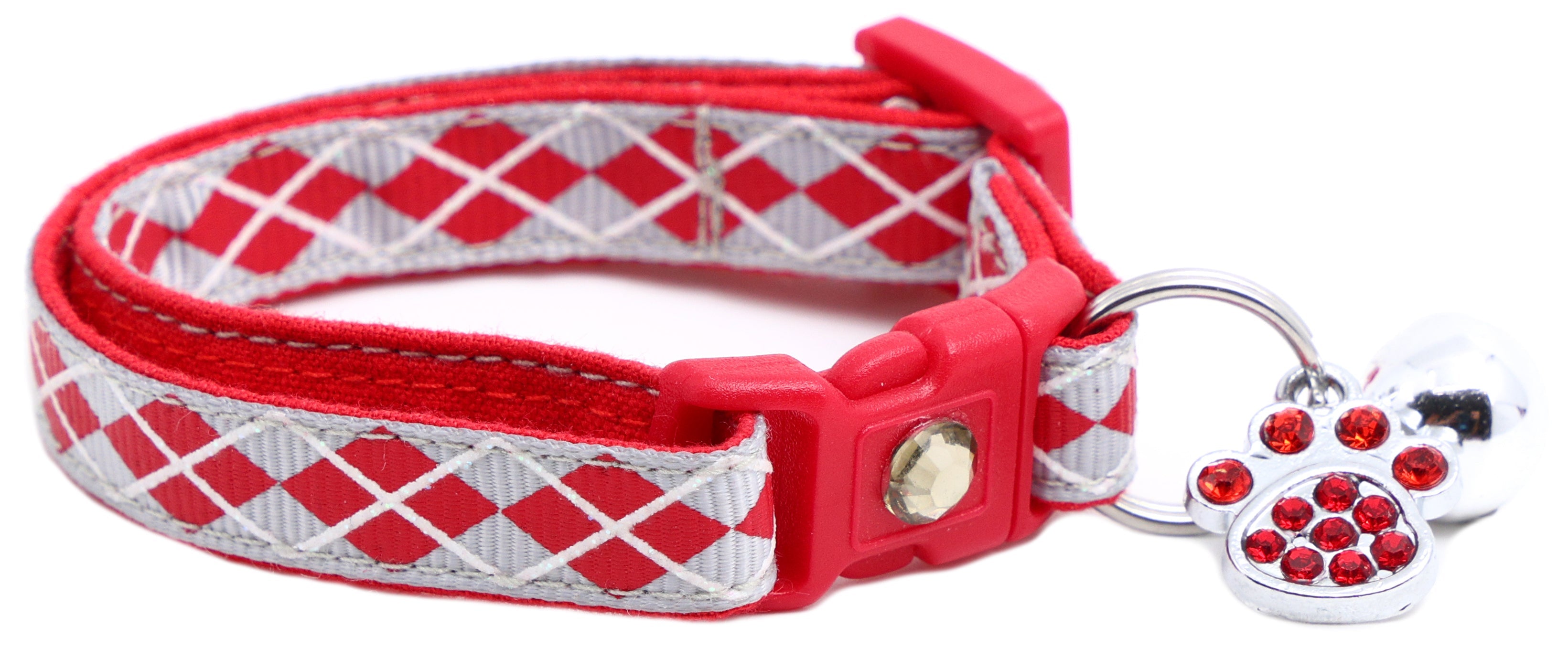 Red Argyle Breakaway Cat Collar-27