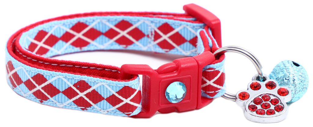 Red Argyle Breakaway Cat Collar-24