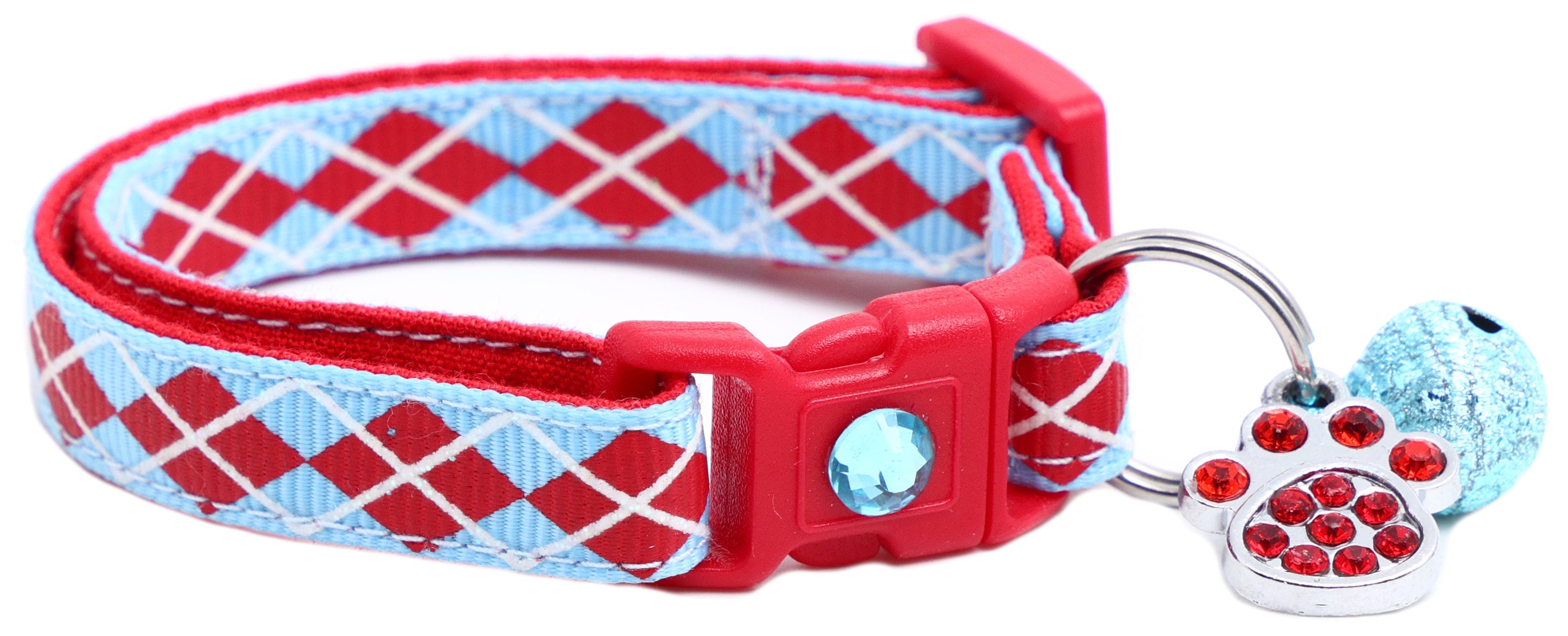 Red Argyle Breakaway Cat Collar-24