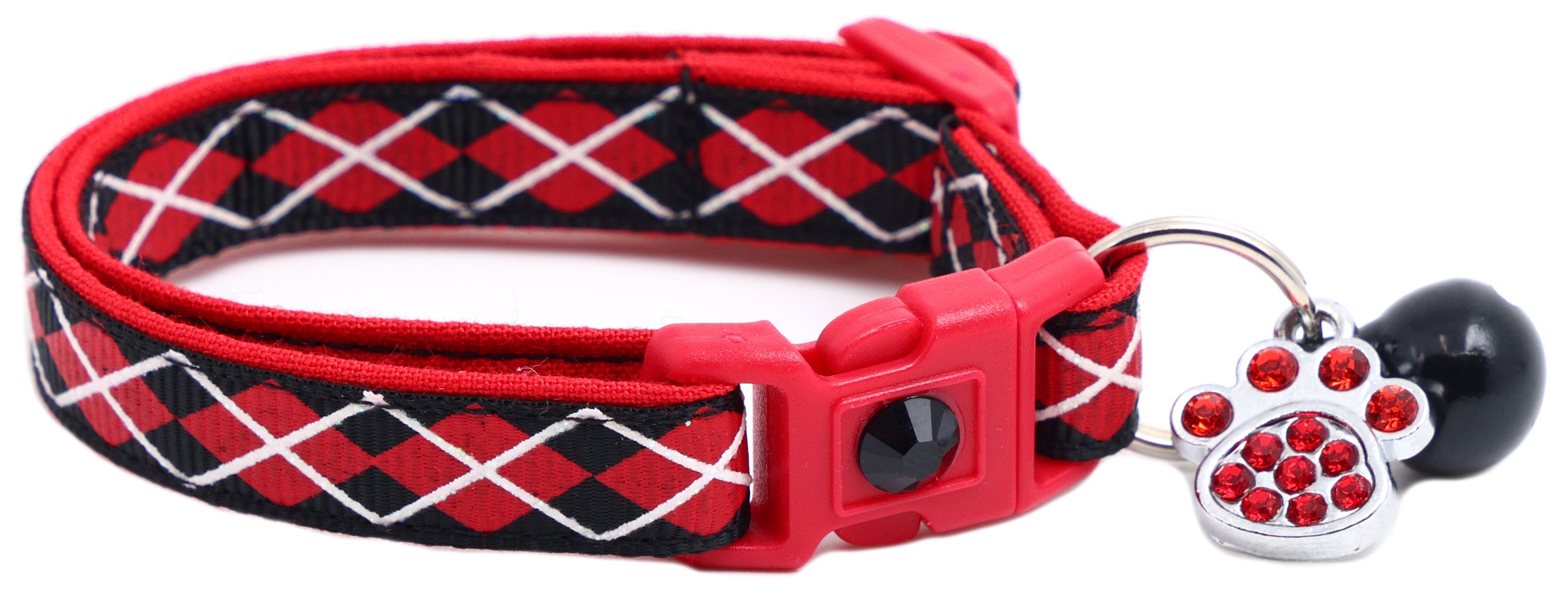 Red Argyle Breakaway Cat Collar-23