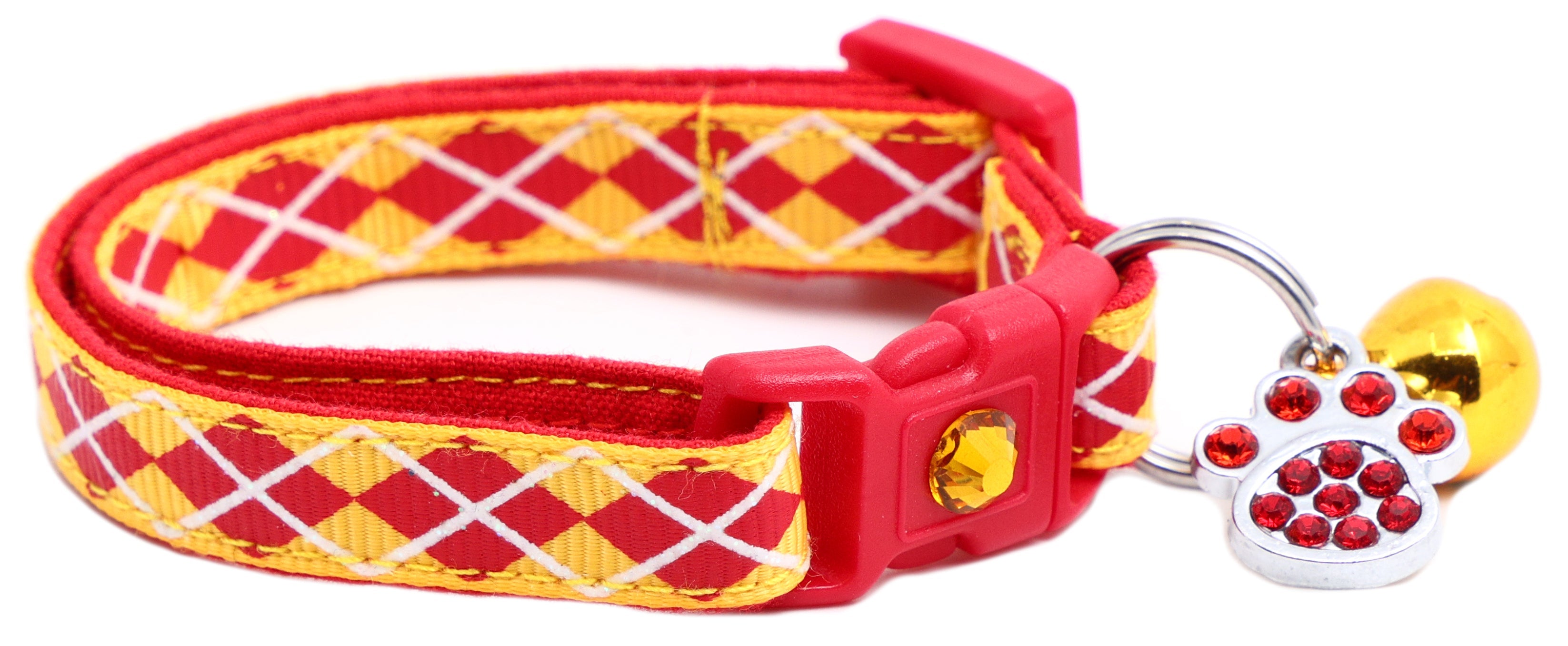 Red Argyle Breakaway Cat Collar-26