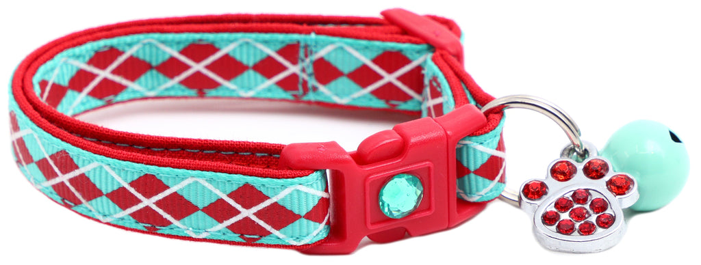 Red Argyle Breakaway Cat Collar-25