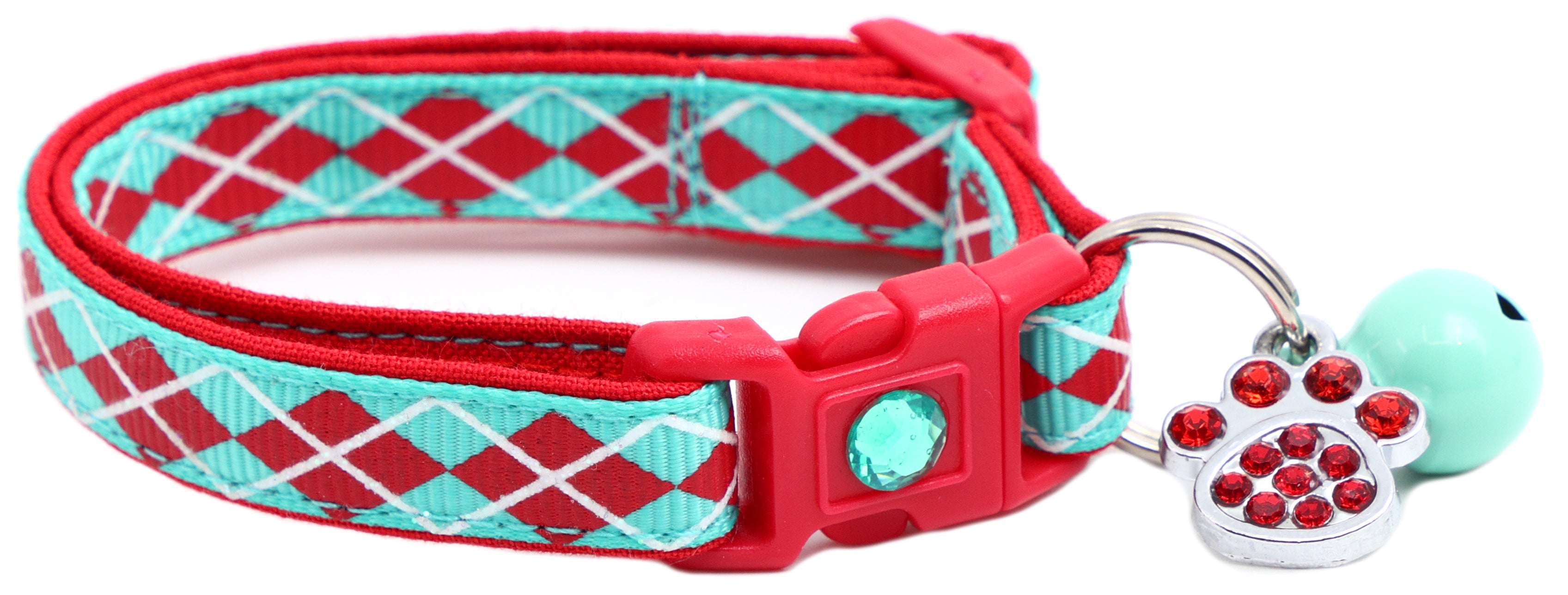Red Argyle Breakaway Cat Collar-25