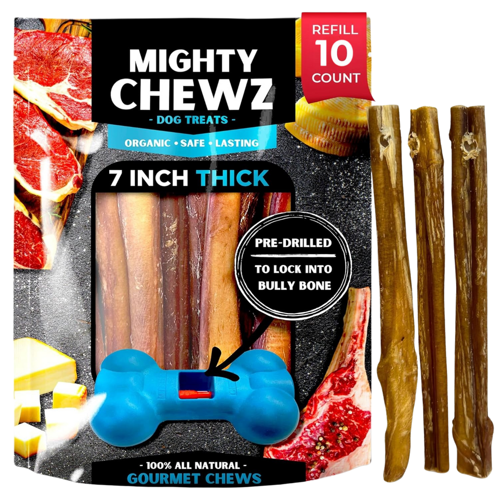 7" Thick Bully Sticks Refill Pack Pre-Drilled All-Natural Dog Chews