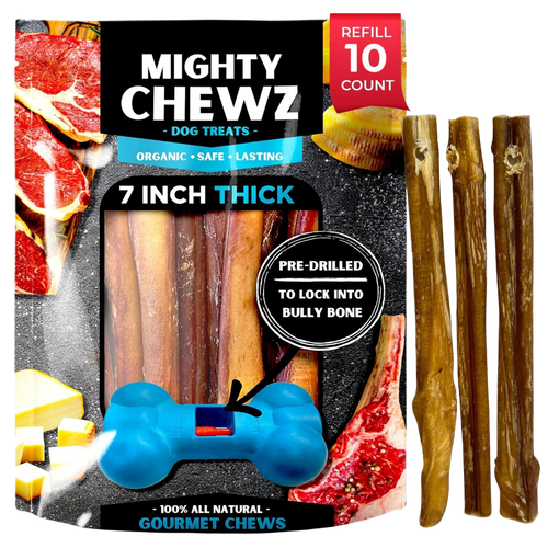 7" Thick Bully Sticks Refill Pack Pre-Drilled All-Natural Dog Chews