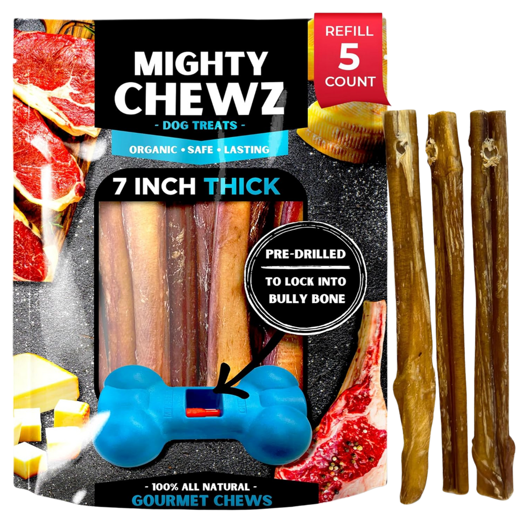 7" Thick Bully Sticks Refill Pack Pre-Drilled All-Natural Dog Chews